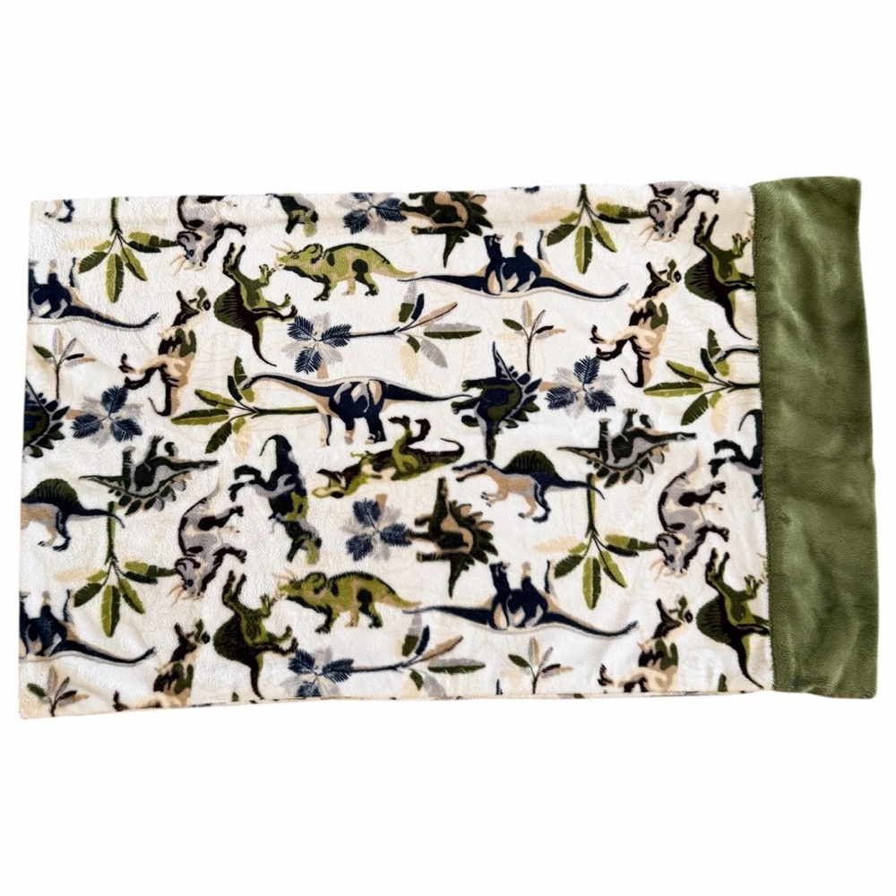 Sometimes I Sew Dinosaur Minky Pillowcase Olive Green - Standard (NEW)